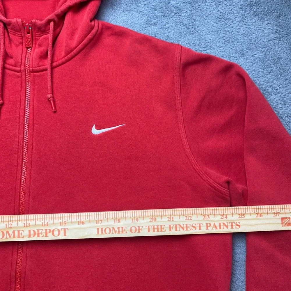 Nike Hoodie Full Zip Mens XL Fleece Sportswear Red White Swoosh 823531-611